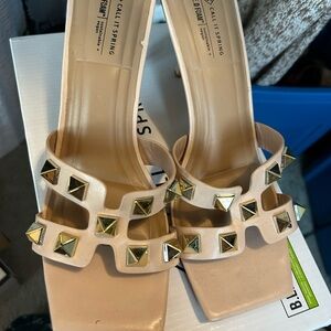 Call It Spring Women's Studded Heels - Cream and Gold